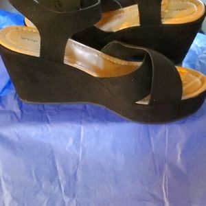 Black high heel wedges